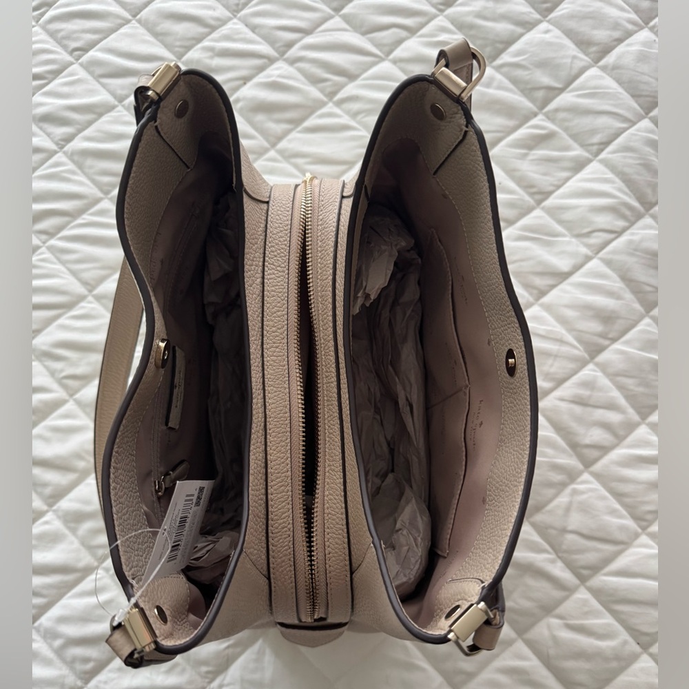 NWT Kate Spade Leila Medium Triple Compartment Shoulder Bag, Warm Sand and Beige - Picture 8 of 8